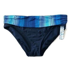 Into the Bleu by Amerex Womens Hipster Bikini Bottom Size 14 Blue Waist Swim